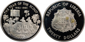 Liberia 20 Dollars 1983 Scout Silver