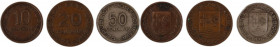 Mozambique 10/20/50 Centavos 1936 Lot of 3 Coins