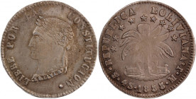 Bolivia 4 Soles 1855 MJ Silver