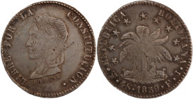 Bolivia 4 Soles 1859 FJ Silver