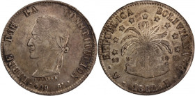 Bolivia 8 Soles 1862 FP Silver