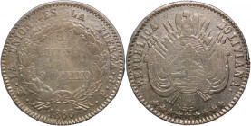 Bolivia 1/5 Boliviano 1866/5 PTS FP Key Date Silver