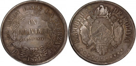 Bolivia 1 Boliviano 1871 FP Silver