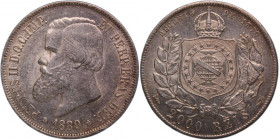 Brazil 2000 Reis 1889 Silver