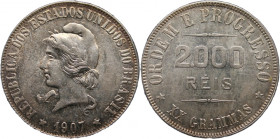 Brazil 2000 Reis 1907 Silver