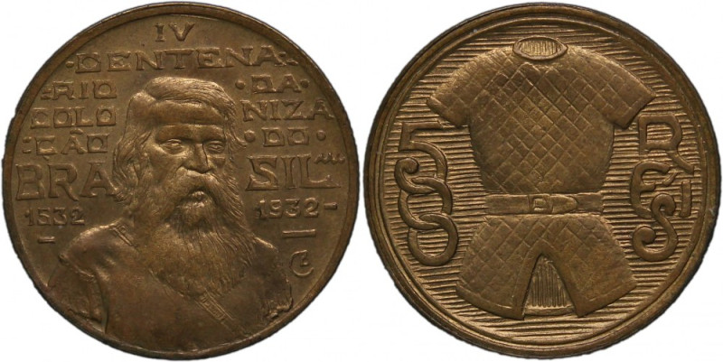 Brazil 500 Reis 1932 KM#530 Aluminium-Bronze&nbsp; &nbsp;Mintage:34000 Pcs 
Gra...