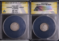 Canada 10 Cents 1913 Silver Broad Leaves RARE