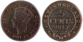 Canada Newfoundland 5 Cens 1947 C Silver