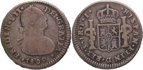 Chile 1 Real 1809/8 FJ RARE Overstruck Silver