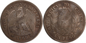 Chile 1 Peso 1869 Silver