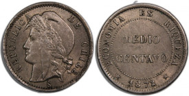 Chile 1/2 Centavo 1872 Overdate