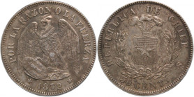 Chile 50 Centavos 1872 So Silver