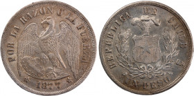 Chile 1 Peso 1877 So Silver