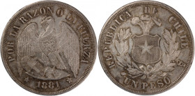 Chile 1 Peso 1881 Silver