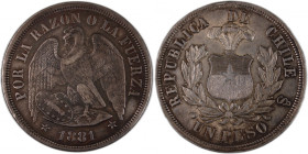 Chile 1 Peso 1881 So Silver