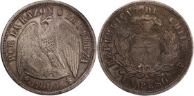 Chile 1 Peso 1884 So Silver