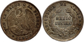 Chile 1/2 Decimo 1892 So Silver