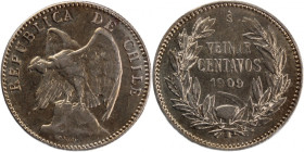 Chile 20 Centavos 1909 Silver