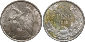 Chile 1 Peso 1915 So Silver