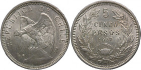 Chile 5 Pesos 1927 Silver
