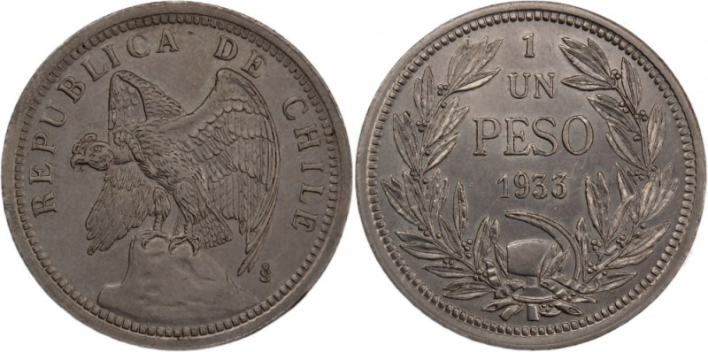 Chile 1 Peso 1933 Copper-Nickel KM#176.1

Grade: UNC