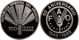 Uruguay 100 Pesos 1995 Silver