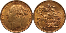 Australia 1 Sovereign 1889 M Overdate Gold