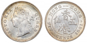 Hong Kong 5 Cents 1901 Silver