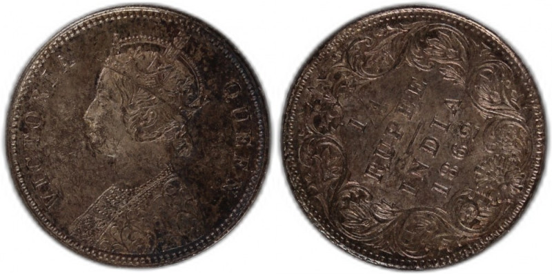 India British 1/4 Rupee 1862 Silver Undetermined KM#470 Victoria Mint Error Rota...