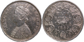 India British 1/2 Rupee 1889 B Key Date Silver