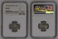 India British 1/4 Rupee 1947 B