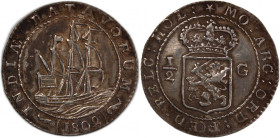 Netherlands East Indies 1/2 Gulden 1802 Silver