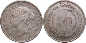 Straits Settlements 50 Cents 1888 Silver