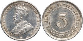 Straits Settlements 5 Cents 1918 Silver