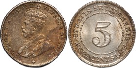 Straits Settlements 5 Cents 1918 Silver