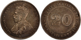 Straits Settlements 20 Cents 1919 Silver