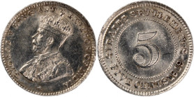 Straits Settlements 5 Cents 1919 Silver