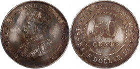 Straits Settlements 50 Cents 1921 Silver