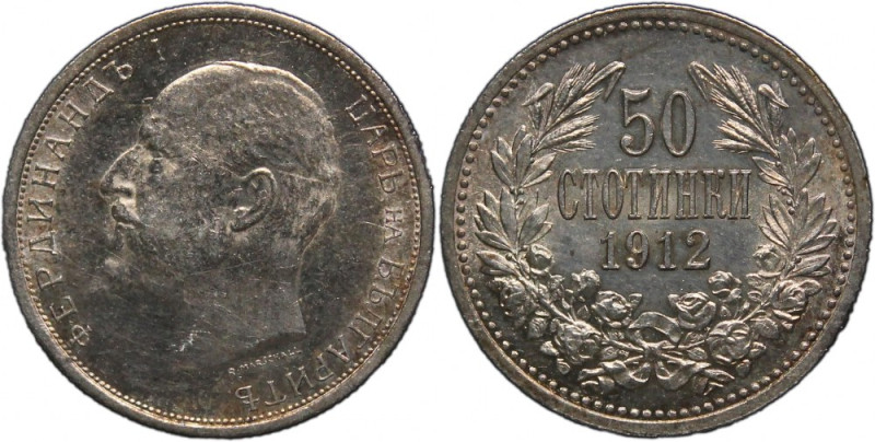Bulgaria 50 Stotinki 1912 Silver Ferdinand I KM#30 Nice Toning 
Grade: UNC