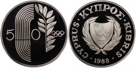 Cyprus 50 Cents 1988 Low Mintage Silver