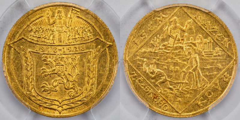 Czechoslovakia 2 Dukats 1928 Gold KM#XM3 10Th Anniversary of Republic&nbsp; 
Gr...
