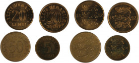 Estonia 5/20/50/50 Senti 1991-92 Lot of 4 Coins
