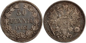Finland 50 Pennia 1908 L Silver