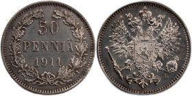 Finland 50 Pennia 1911 L Silver