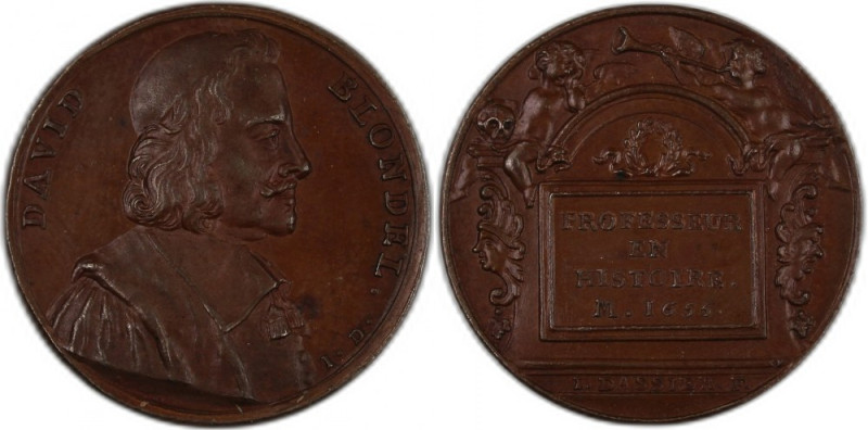 France Copper Medal 1655 Copper 10.25 Gm David Blondel (1590-1655) 
Grade: UNC