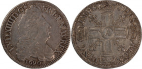 France 1/2 Ecu 1690 A Silver
