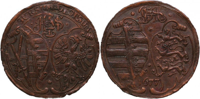 Germany Saxony Albertine 1 Rechenpfennig (Token) 1677 3.65 Gm Johann George II C...
