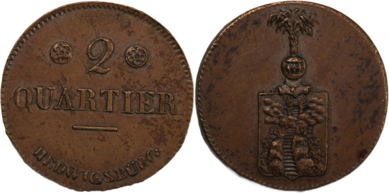Germany Wolfenbuttel Hedwigsburg 2 Quartier Token 3.75 Gm Copper The First Half ...