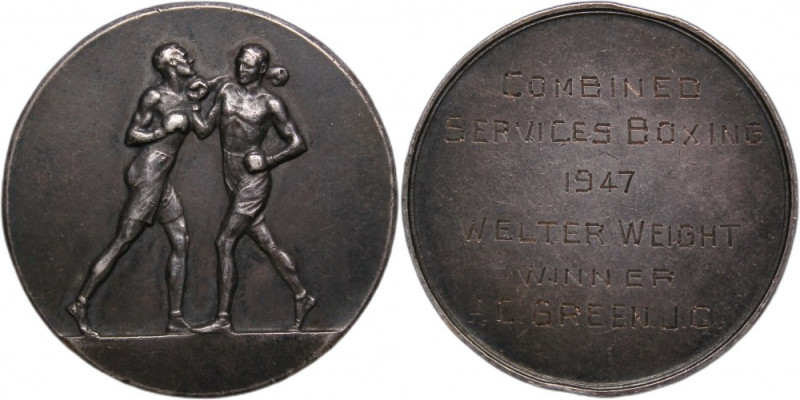 Great Britain Boxing Silver Medal 1947 Combined Services Boxing 35.72 Gm 
Grade...