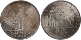 Greece 100 Drachmai ND (1970) Proof-like Silver